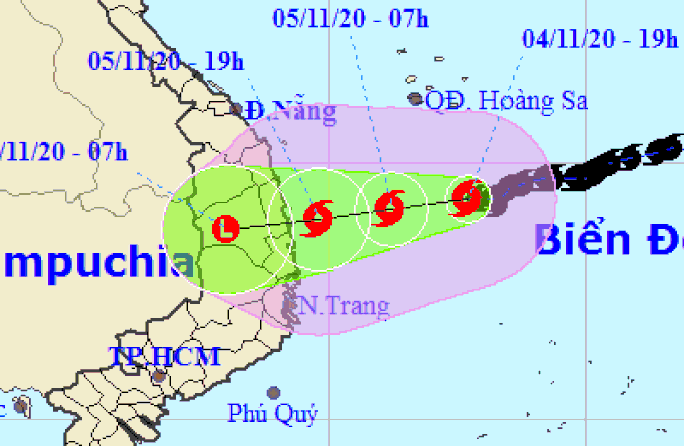 Tối mai 5-11, bão số 10 áp sát Quảng Ngãi - Khánh Hòa - Ảnh 1.