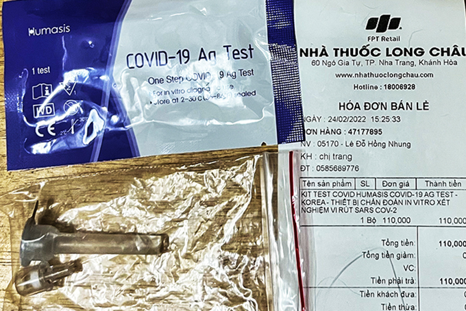 Bộ kit test xuất xứ Hàn Quốc có giá bán 110.000 đồng vào chiều 24-2.