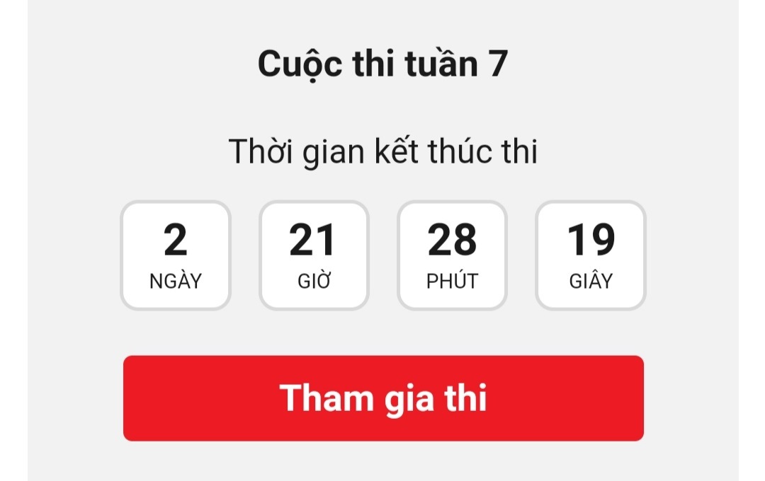 Tuần 7 của Cuộc thi hiện đang diễn ra và sẽ kết thúc vào 09h00 thứ Hai tuần tới, ngày 5/12/2022. (Ảnh chụp màn hình giao diện Cuộc thi)