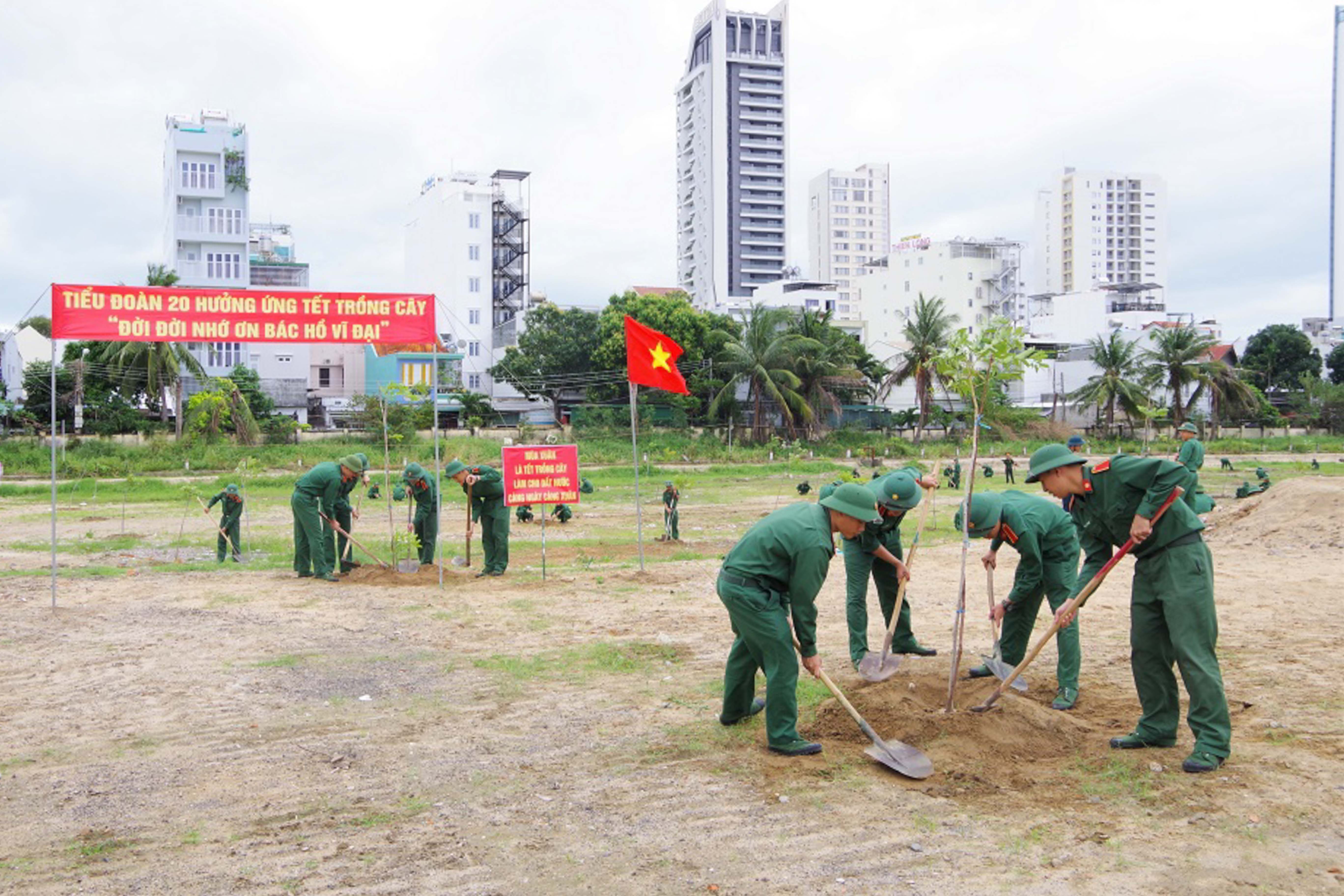 Học viên nhà trường tham gia trồng cây xanh