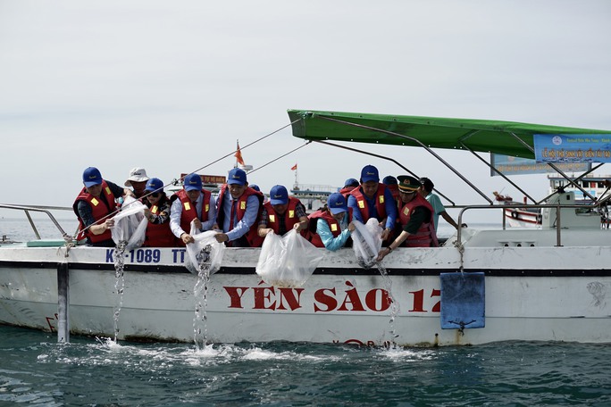 Thả hàng vạn con giống tái tạo nguồn lợi thủy sản vịnh Nha Trang - Ảnh 3.