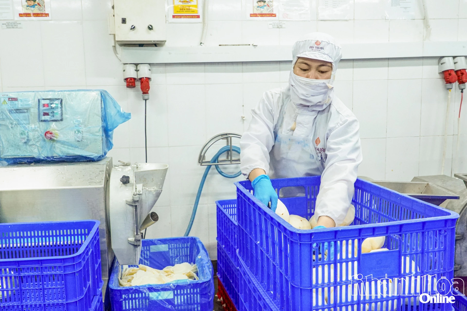 Công nhân Công ty Cổ phần Thực phẩm Đại Thuận trong giờ sản xuất.
